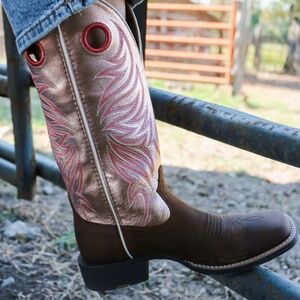 nwt ariat round up ryder boots, rose gold metallic size 7